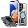 For Samsung Galaxy A14 Shield Hollow Frame Holder MagSafe Phone Case(Grey)