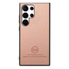 For Samsung Galaxy S22 Ultra 5G Twill Fabric Leather Skin Back Phone Case(Pink)