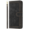 For iPhone 8 Plus / 7 Plus Tulips Embossed Leather Phone Case with Lanyard(Black)