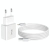 IVON AD-35 2 in 1 18W QC3.0 USB Port Travel Charger + 1m USB to 8 Pin Data Cable Set, EU Plug(White)
