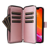 For iPhone 12 / 12 Pro Nine-card Slots Zipper Wallet Bag Leather Phone Case(Rose Gold)