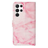 For Samsung Galaxy S25 Ultra 5G Colored Drawing Marble Pattern Leather Phone Case(Pink Marble)
