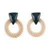 Rattan Wooden Vintage Handmade Dangle Earrings(Black 2)