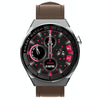GW69 Plus Smart Watch, Support BT Call / Heart Rate / Blood Pressure / Blood Oxygen(Silver + Leather Strap Brown)