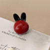 Mini Pearl Hair Clip Side Princess Hair Clip Cute Rabbit Ears Small Grip(Black Red)