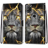 For Alcatel 3X 2020 Coloured Drawing Cross Texture Horizontal Flip PU Leather Case with Holder & Card Slots & Wallet & Lanyard(Fission Lion)