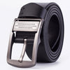 105cm Men Leather Pin Buckle Belt Retro Lacquered CowhideWaist Band(ZK-032 Black)