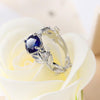 Crystal Vine Leaf Design Engagement Ring Fashion For Women Jewelry, Ring Size:9(Blue)