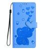 For iPhone 13 Pro Cartoon Elephant Embossed Leather Phone Case(Blue)