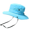 9002 Summer Women Outdoor Sun Hats Fisherman Hat With Ponytail Hole(Monochrome Children Blue)
