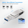 64GB USB 3.0 + 8 Pin + USB-C / Type-C 3 in 1 Phone Computer Metal Rotatable U-Disk(Black)