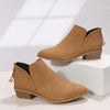 Autumn And Winter Pointed Low-Heeled Boots Women Low Tube Boots, Shoe Size:37(Brown)
