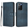 For Samsung Galaxy Note20 Ultra Line Splicing Buckle Retro Leather Phone Case(Dark Blue)