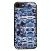 For iPhone SE 2022 / SE 2020 Camouflage Eiderdown Airbag Phone Case(Blue-B)