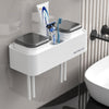 Hotel Toothbrush Rack With Double Cup Desktop Wall Mounted Toothpaste Holder(Pure White)