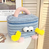 Cartoon Cute Plush Cosmetic Bag Large Capacity Travel Makeup Tools Handbag Storage Case(Blue)