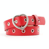 3PCS Narrow Thin Leather Silver Metal Heart Buckle Belts for Women, Belt Length:105cm(Coffee)