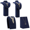 8x8x32cm Diorama Necklace Holder Jewelry Display Props Blue Microfiber Window Necklace Earring Ring Stand