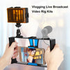 PULUZ 2 in 1 Vlogging Live Broadcast LED Selfie Light Smartphone Video Rig Kits with Cold Shoe Tripod Head for iPhone, Galaxy, Huawei, Xiaomi, HTC, LG, Google, and Other Smartphones(Blue)