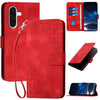 For Samsung Galaxy A36 5G Grid Butterfly Embossed Pattern Leather Phone Case with Lanyard(Red)