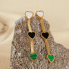 OPK GE945 1pair Vintage Stainless Steel Snakebone Chain Long Heart Tassel Earrings