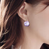 Women Fashion Color Square Stud Earrings Crystal Rhinestone Earring(Purple)