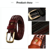 Wide Edition Hand Woven Lacquered Genuine Leather Waistband for Men, Belt Length:105cm(Brown)
