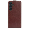 For Samsung Galaxy S25+ 5G R64 Texture Vertical Flip Leather Phone Case(Brown)