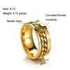 2 PCS Roman Numerals Turnable Chain Titanium Steel Ring, Color: Gold(10)