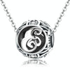 S925 Sterling Silver 26 English Letter Beads DIY Bracelet Necklace Accessories, Style:E