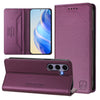 For Samsung Galaxy S23 FE 5G RC01 Dual-Folded Magnetic Suction RFID Leather Phone Case(Violet)