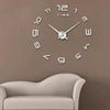 Bedroom Home Office Decoration Modern Frameless Large Number DIY 3D Mirror Wall Sticker Quiet Clock, Size: 100*100cm(Silver)