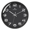 MOVEBEST 12 Inch Living Room Wall Clock Home Plastic Watch, Style: G2001 Black Surface Black Frame