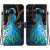 For Samsung Galaxy S23 Ultra 5G Crystal Texture Colored Drawing Leather Phone Case(Peacock)