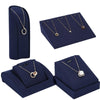 20x14x5.5cm 3-bit Necklace Holder Jewelry Display Props Blue Microfiber Window Necklace Earring Ring Stand
