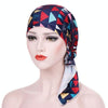 Stretch Printed Turban Big Tail Hat Flower Cloth Curved Turban Hat, Size:M 56-58cm(Geometric Navy)