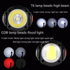 SKYWOLFEYE  Lamp Head 360 Degree Rotation USB Rechargeable LED Glare Flashlight With Magnet COB Work Light, Style:With An 18650 Battery