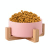 Ceramic Cat Bowl with Stand, Pink, 15.5cm, 850ml, Raised, for Cats & Small Dogs