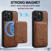 For iPhone 15 Pro LC.IMEEKE L3 Series Detachable RFID Card Bag Magsafe Phone Case(Brown)