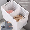 Foldable Dirty Clothes Basket Wall Mounted Bathroom Dirty Clothes Storage Frame Plastic Laundry Basket, Specification: Plus Large Gray