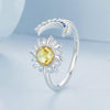 S925 Sterling Silver Platinum-plated Sun Moon Adjustable Open Ring(BSR546-E)
