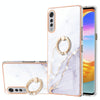 For LG Velvet 4G & 5G / G9 Velvet Electroplating Marble Pattern IMD TPU Shockproof Case with Ring Holder(White 006)