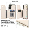 For Samsung Galaxy S23 5G Double Flap Zipper RFID Leather Phone Case with Short Lanyard(White)