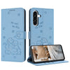 For Samsung Galaxy A36 5G Embossed Kitten Phone Leather Case with Lanyard(Blue)