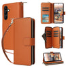 For Samsung Galaxy A24 Nine-card Slots Zipper Wallet Bag Leather Phone Case(Brown)