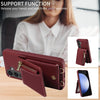 For Samsung Galaxy S24 FE 5G Crossbody Lanyard Zipper Wallet Leather Phone Case(Wine Red)