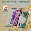 For Xiaomi Redmi Pad Pro 12.1 Rotatable Holder Silicone Hybrid PC Tablet Case with Shoulder Strap(Emreald Green)
