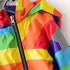 Autumn and Winter Children Fleece Rainbow Striped Diagonal Zipper Hooded Windbreaker, Height:90cm(Multicolor)