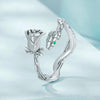 S925 Sterling Silver Platinum-plated Snake Rose Open Ring, Model: BSR239