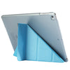 For iPad 9.7 (2018) & iPad 9.7 (2017) & iPad Air Silk Texture Horizontal Deformation Flip Leather Case with Three-folding Holder(Blue)